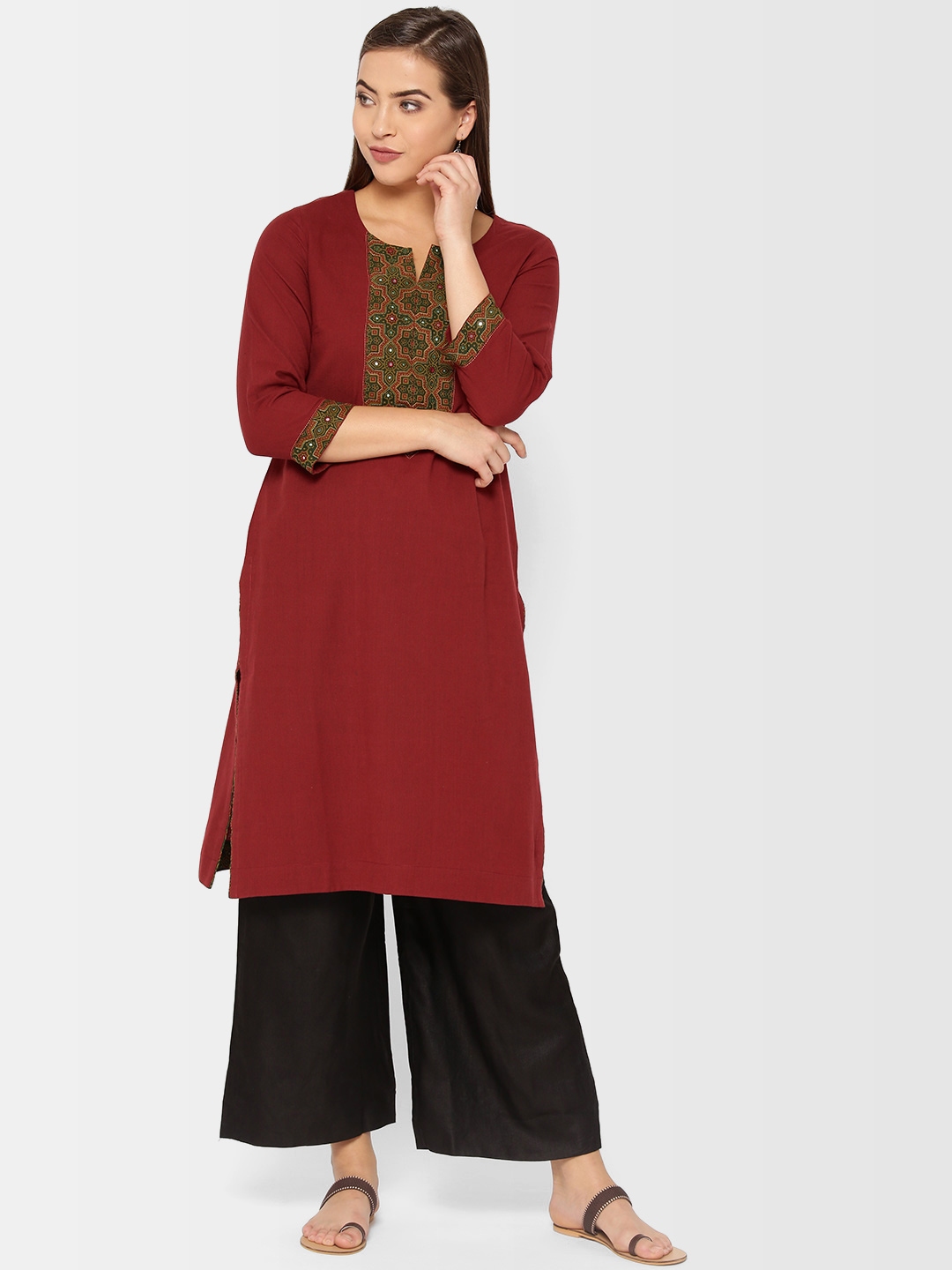 fabindia maroon kurta