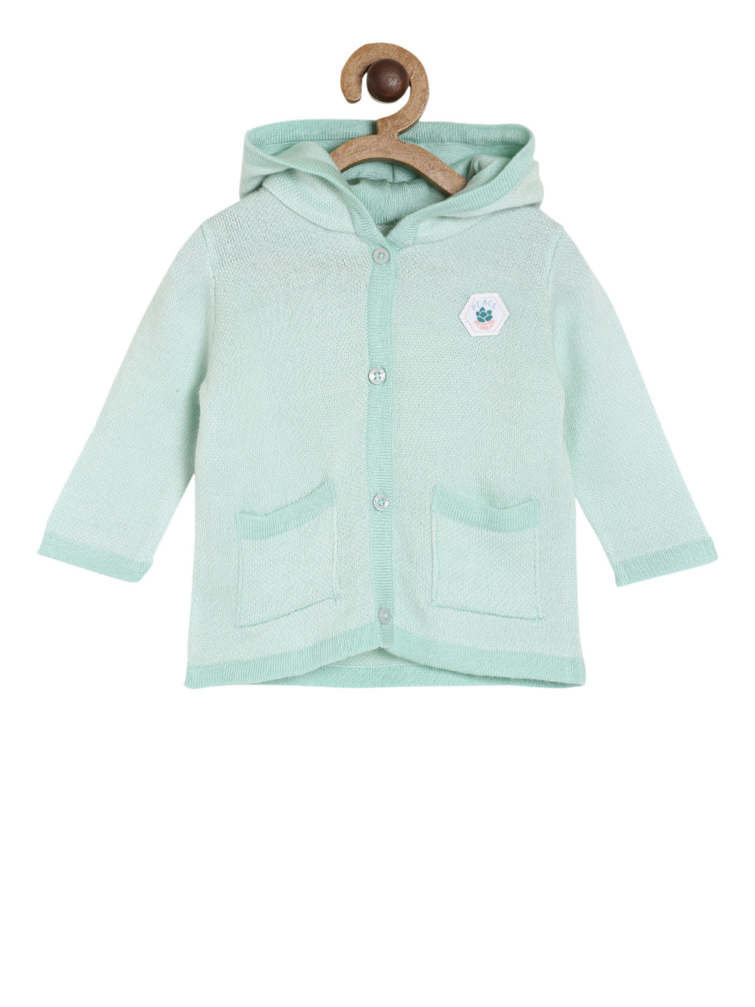 MINI KLUB Girls Blue Solid Hooded Sweater