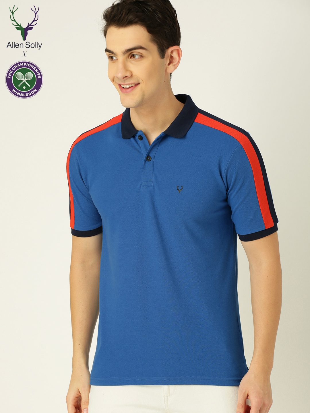 Allen Solly Sport Men Blue Solid Polo Collar T shirt