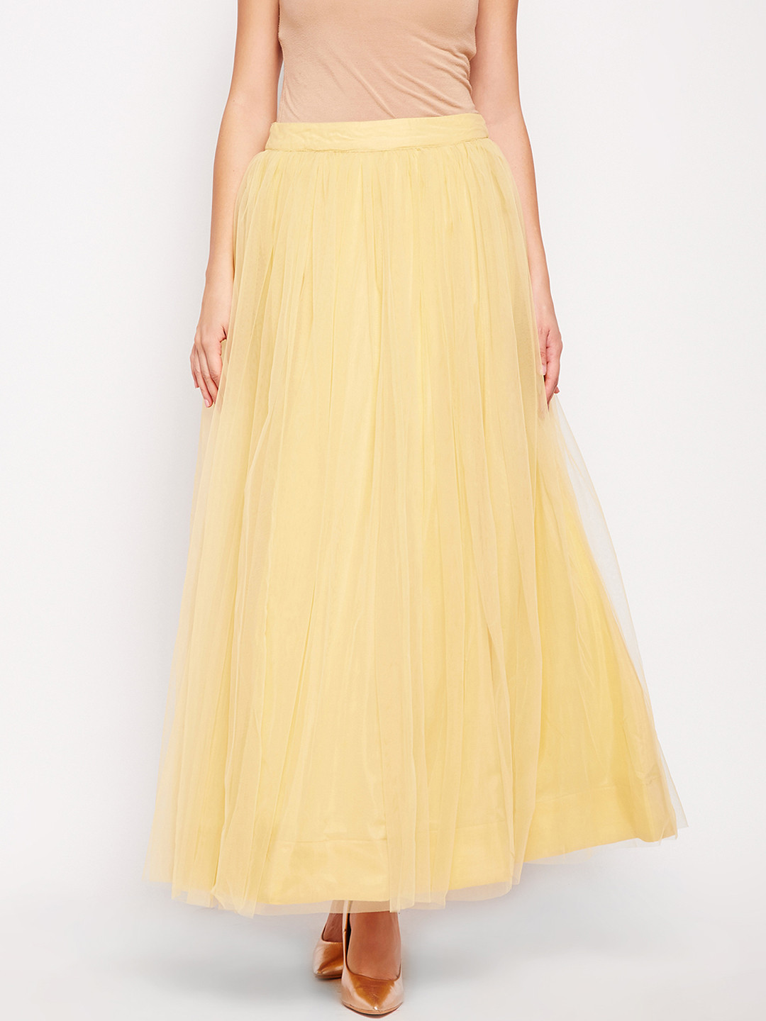 Be Indi Women Yellow Flared Maxi Skirt