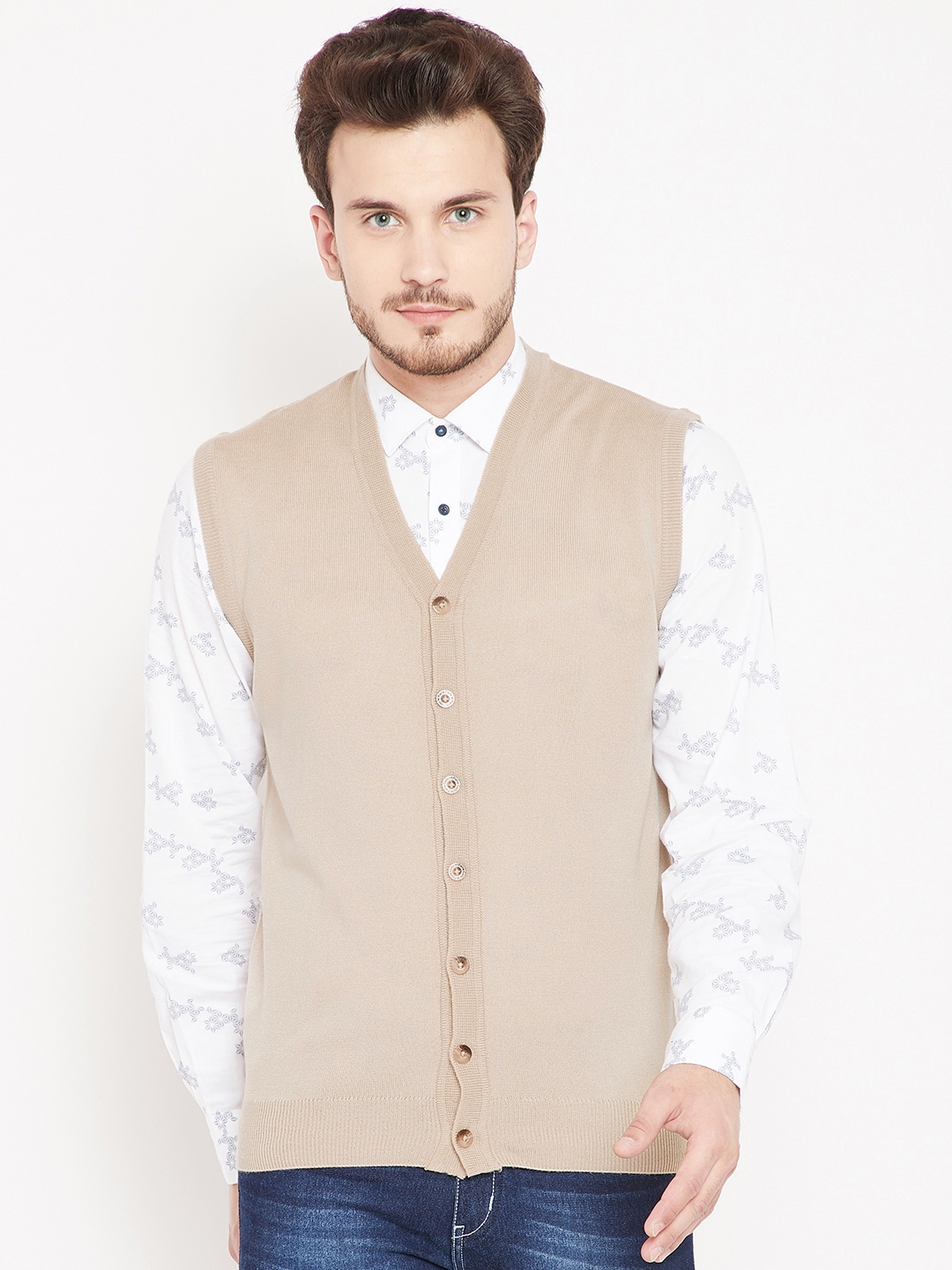 Mens sleeveless cardigan outlet with buttons