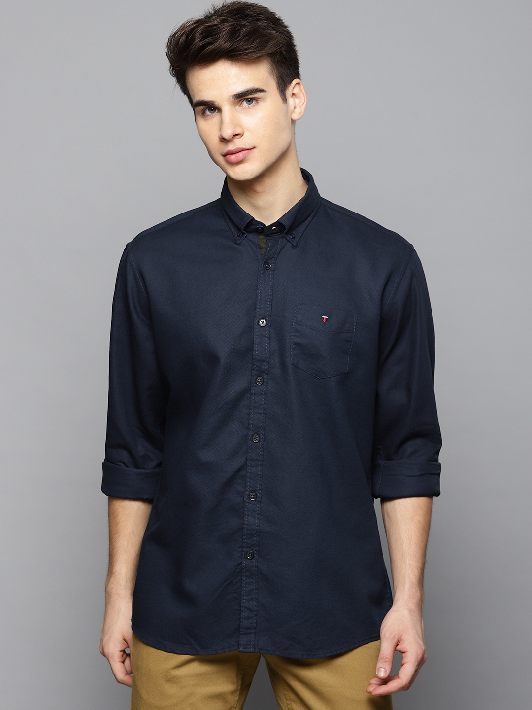 Buy Louis Philippe Sport Men Navy Blue Slim Fit Solid Casual Shirt - Shirts  for Men 9982873