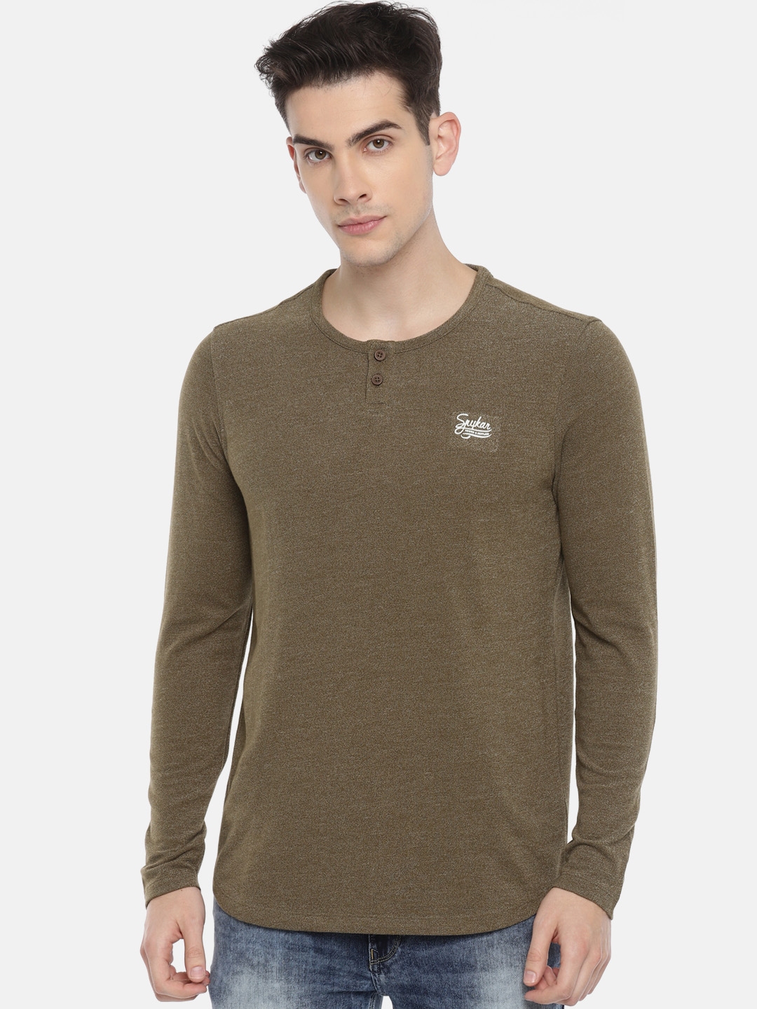 spykar henley t shirt