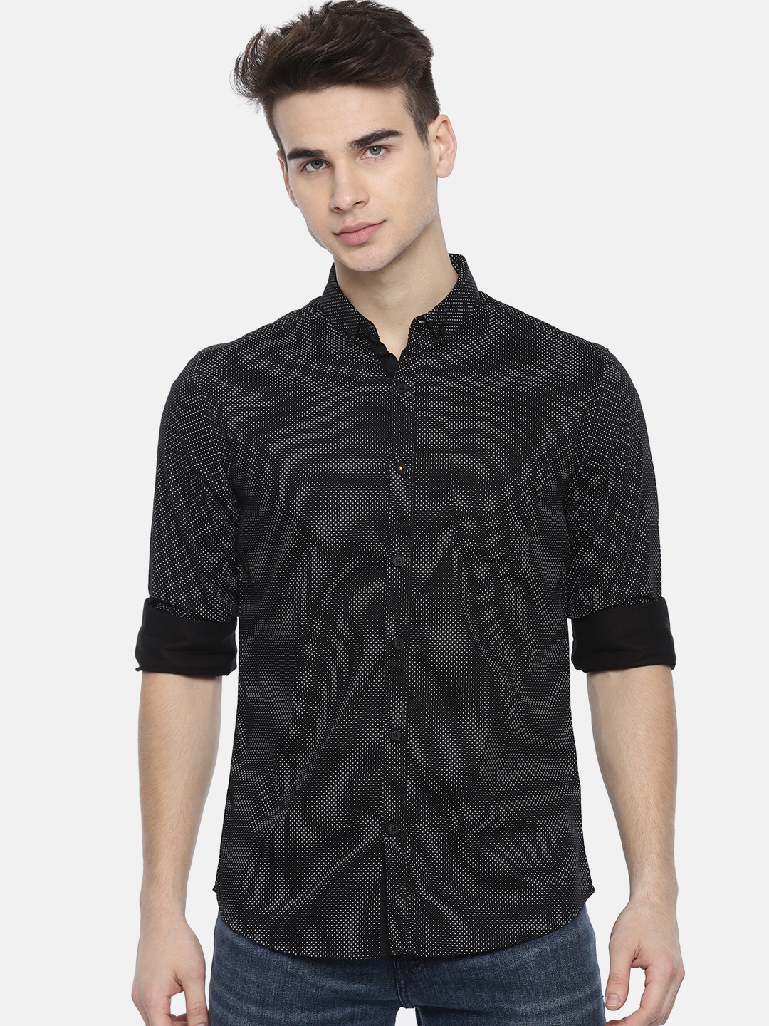 Buy SPYKAR Men Black Slim Fit Printed 