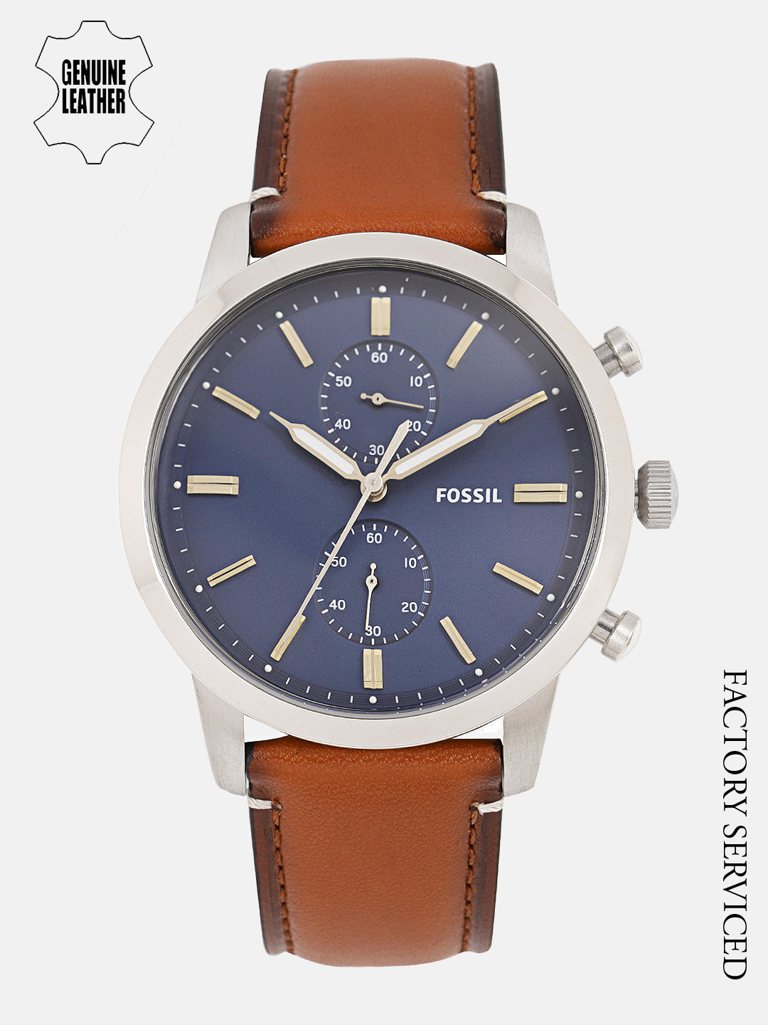 Buy Fossil Men Blue Genuine Leather 