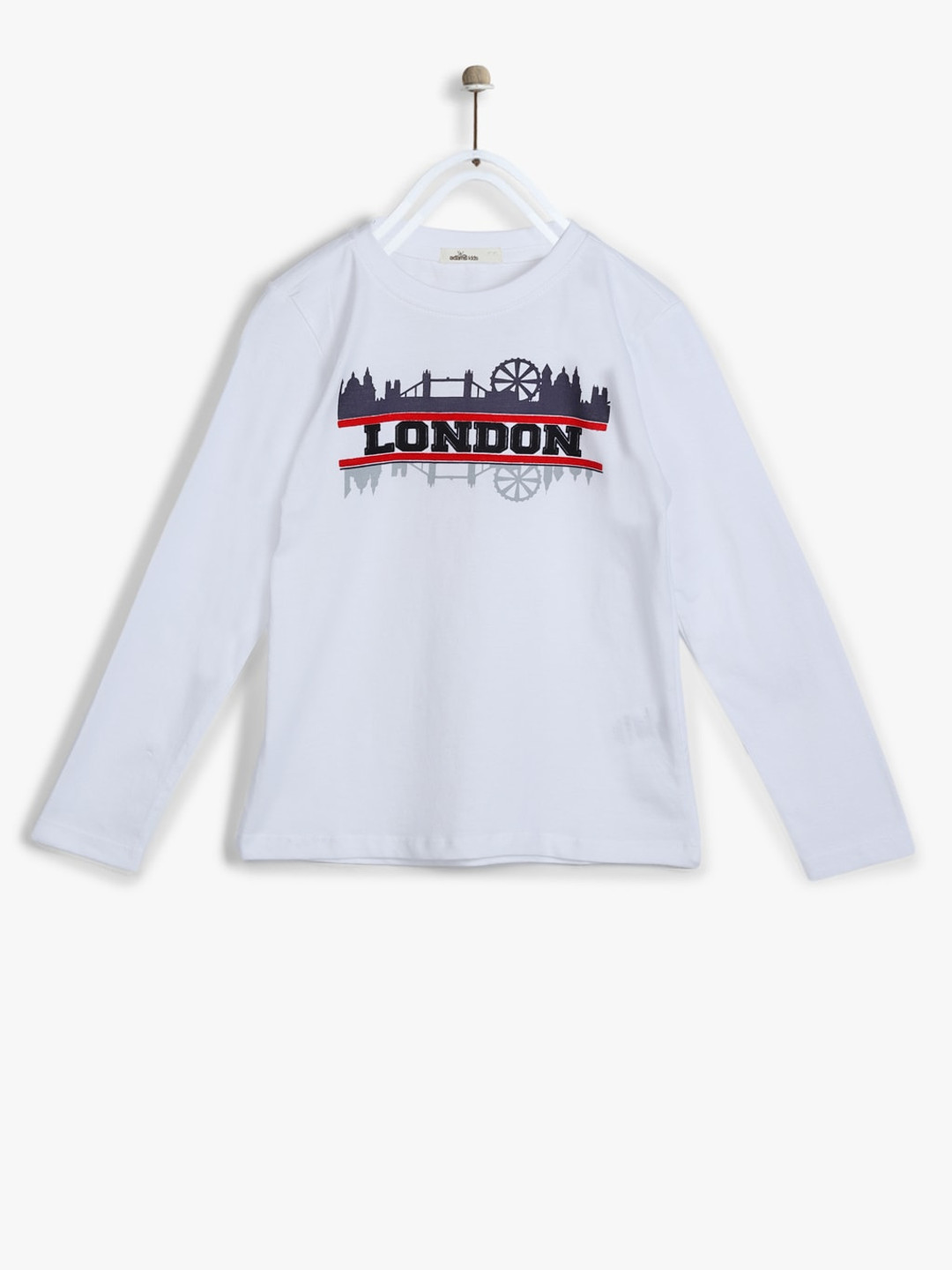 Adams kids Boys White Printed Round Neck T-shirt