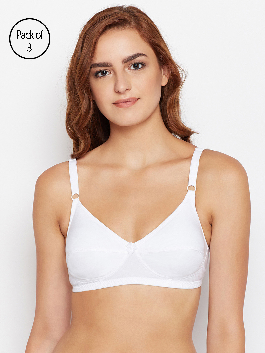 Bodycare Women Pack of 3 White Solid Everyday Bra 6578W