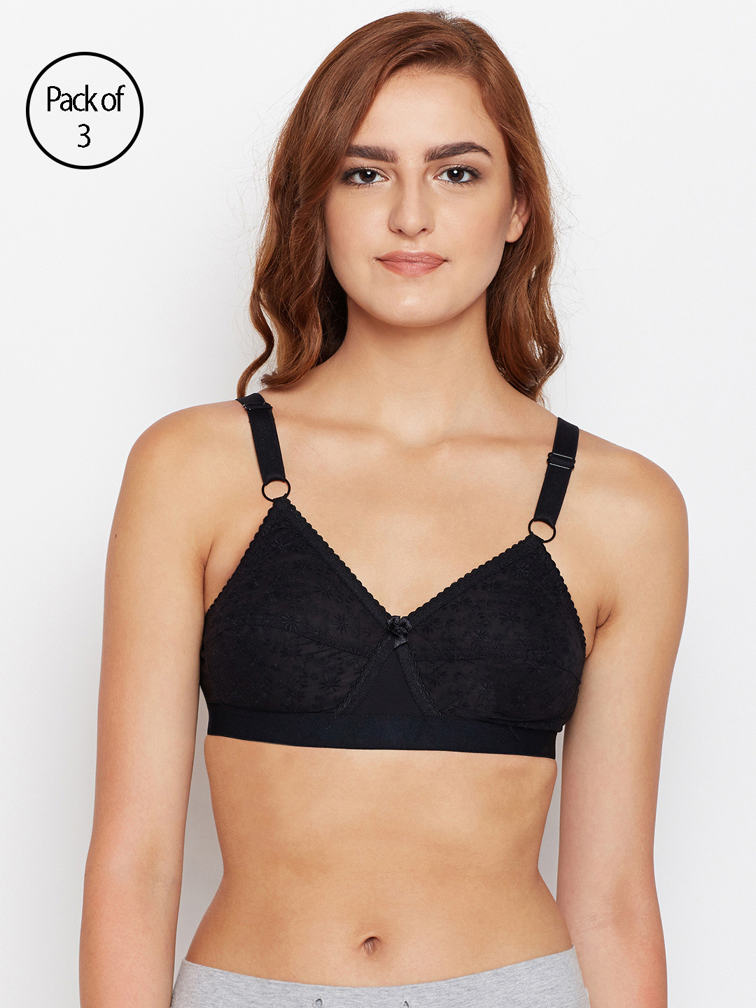 Bodycare Women Pack of 3 Black Everyday Bras 5586B