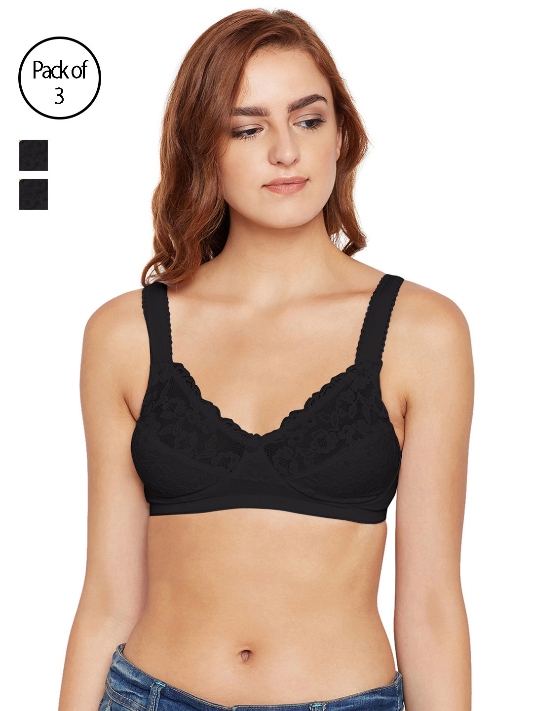 Bodycare Women Pack of 3 Black Everyday Bra 5590B