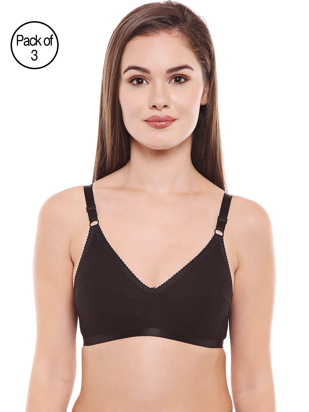 Bodycare Women Pack of 3 Black Solid Everyday Bra CD1517B