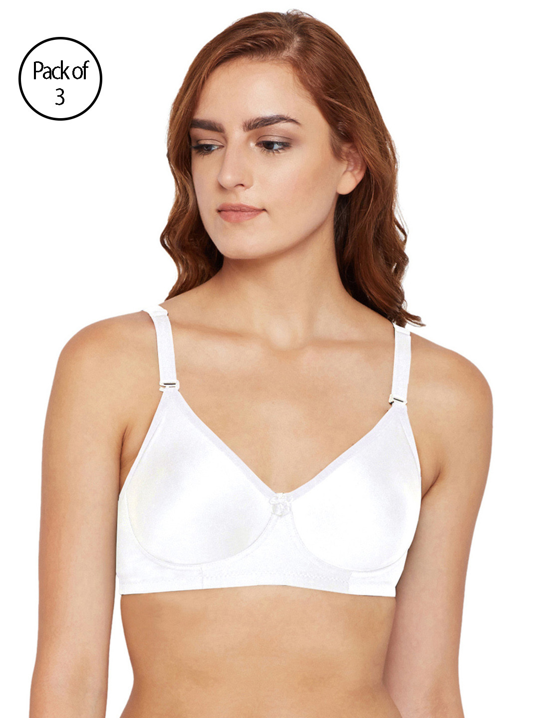 Bodycare Women Pack of 3 White Solid T-shirt Bra 6580W