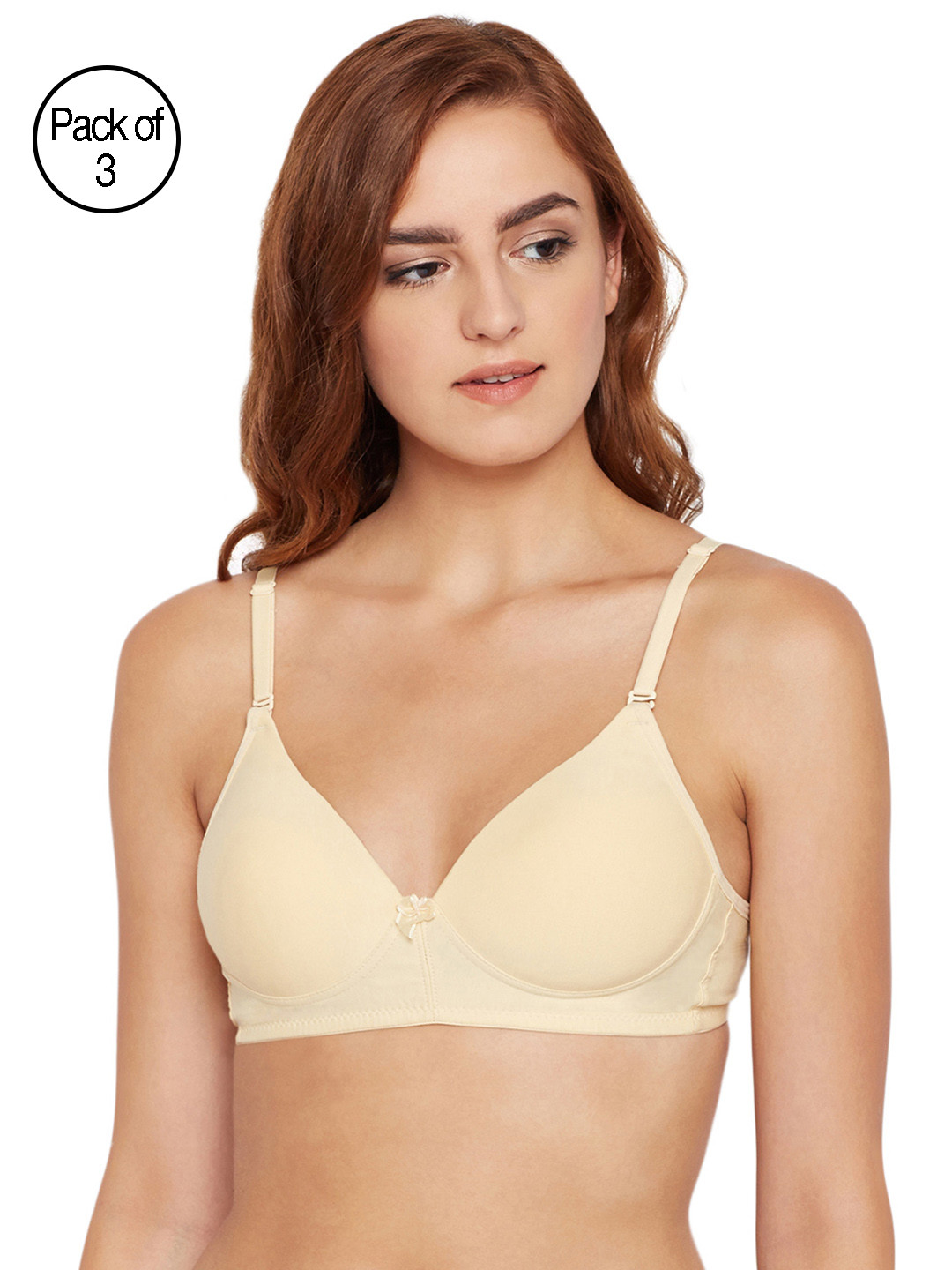 Bodycare Women Pack of 3 Beige Solid Push-Up Bra 6566S