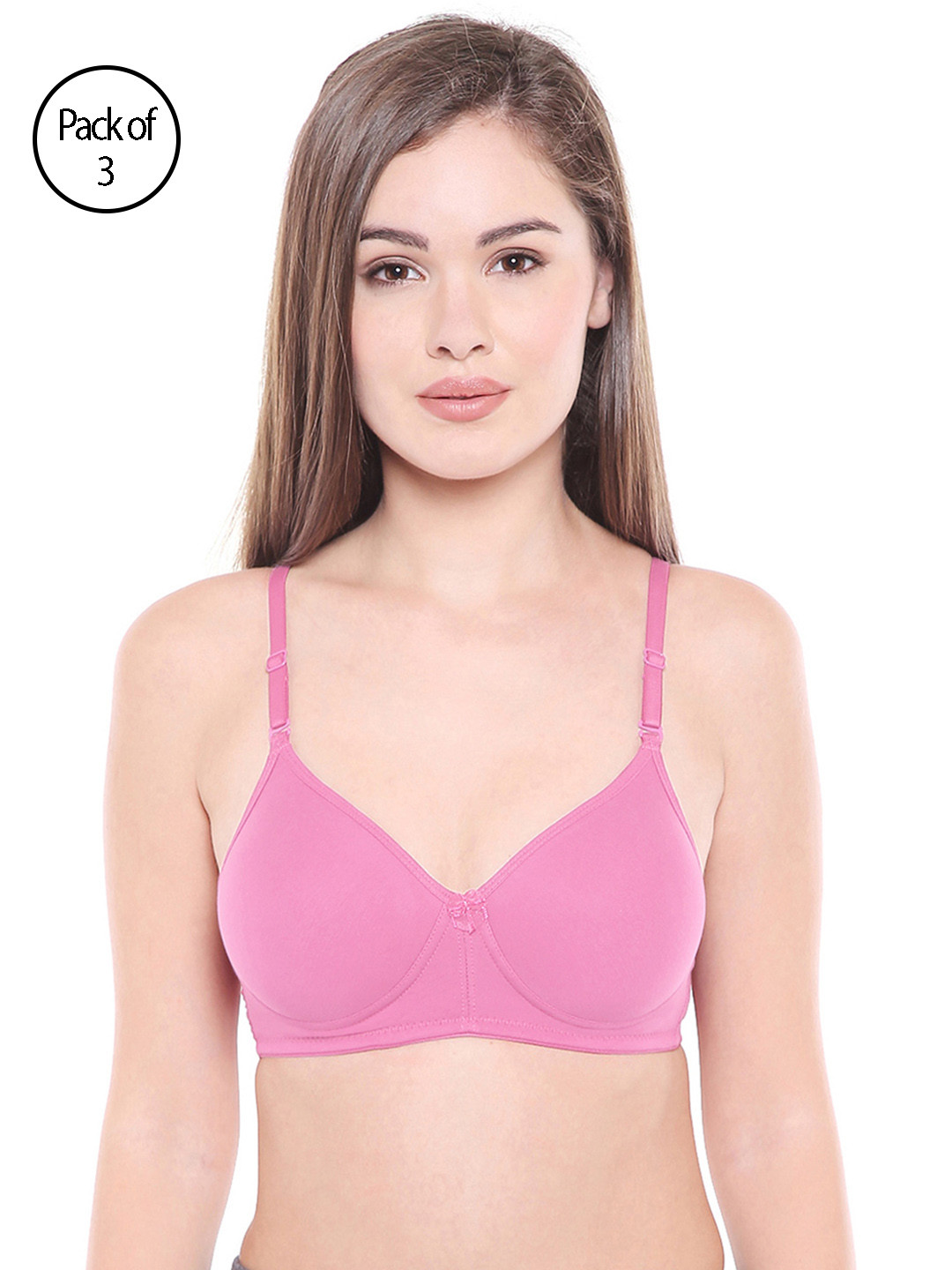Bodycare Women Pack of 3 Pink T-shirt Bra 6588PINK