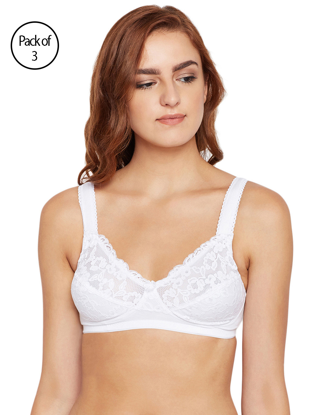 Bodycare Women Pack of 3 White Self Design Everyday Bra 5590W