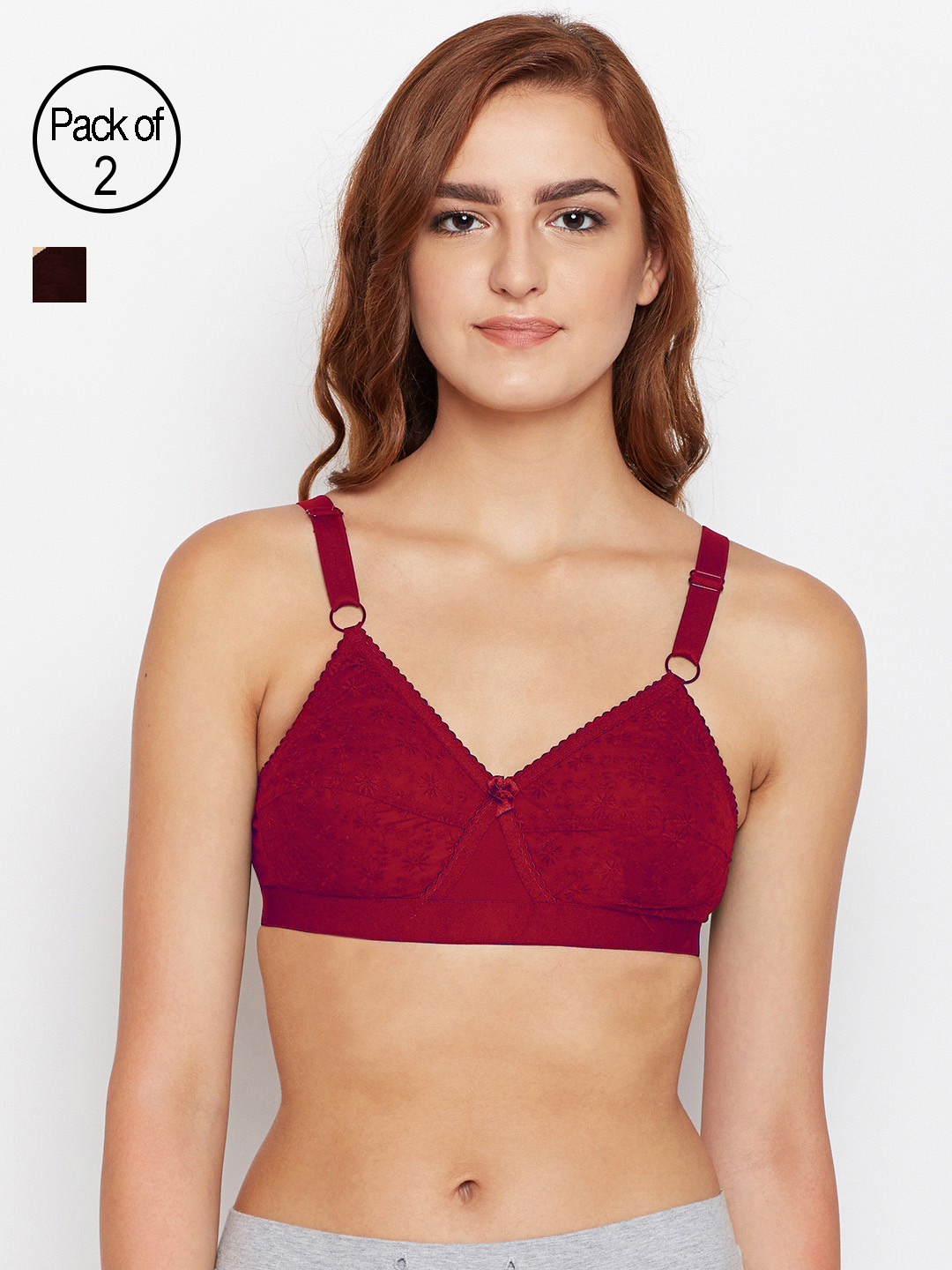 Bodycare Women Pack of 2 Everyday Bras E5586REDWI