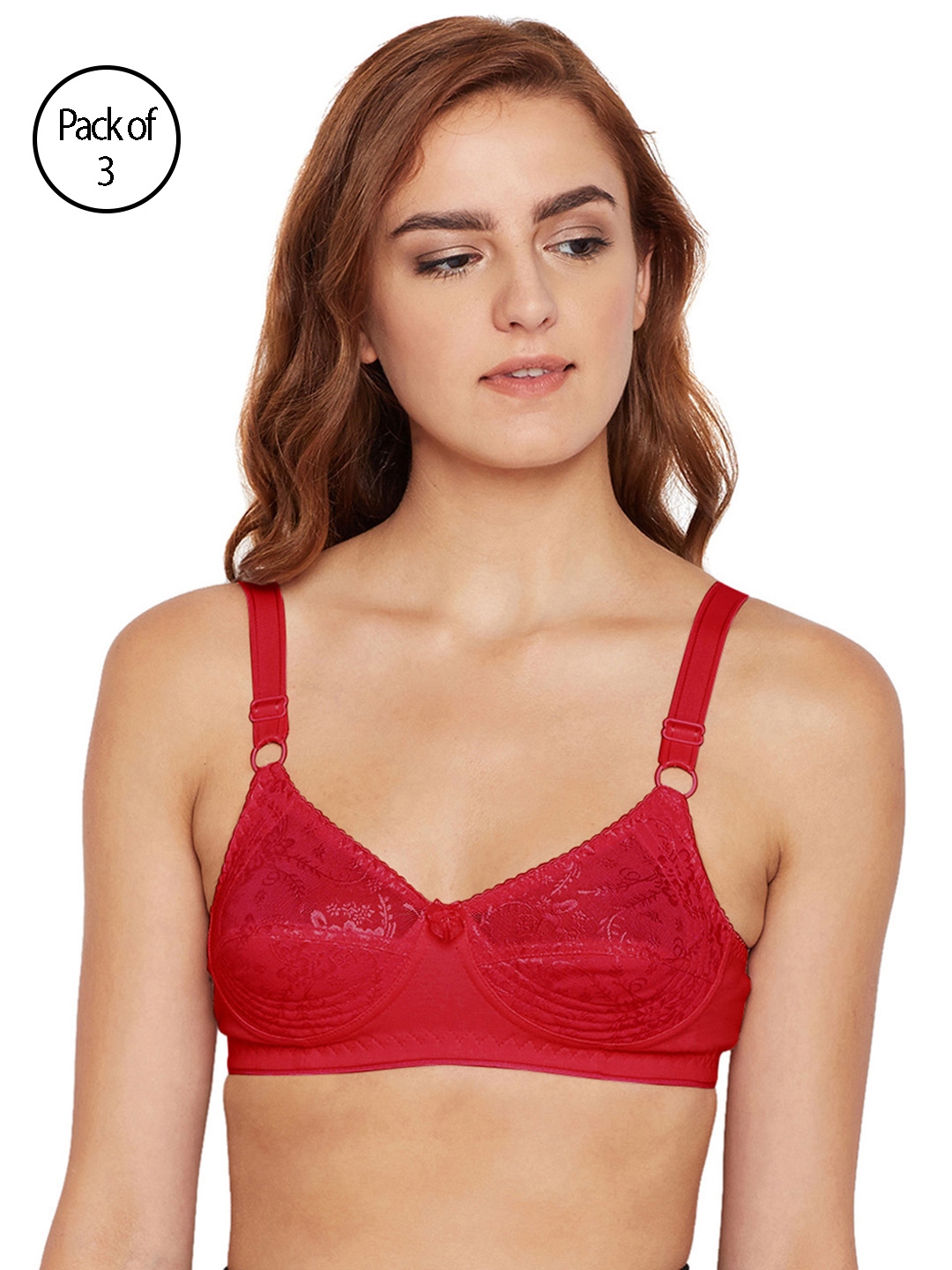 Bodycare Women Pack of 3 Red Everyday Bra 5583RED