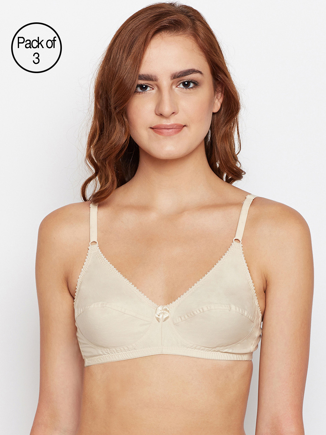 Bodycare Women Pack of 3 Beige Solid Everyday Bra 5508S