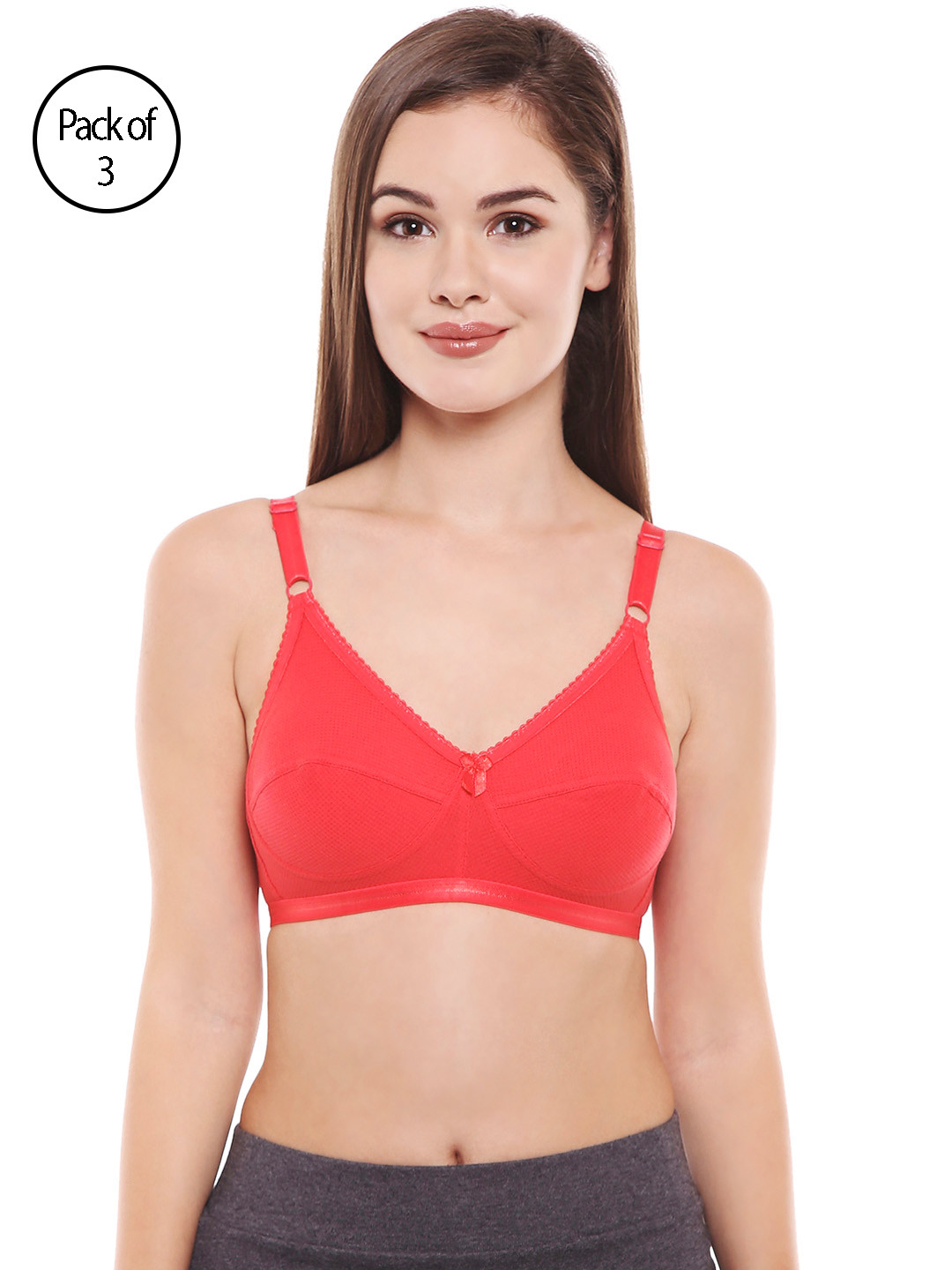 Bodycare Women Pack of 3 Red Everyday Bra CD1517R
