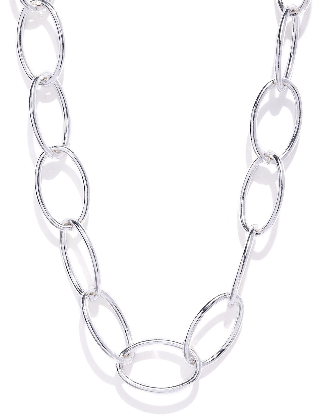 Accessorize Silver-Toned Link Detailed Necklace