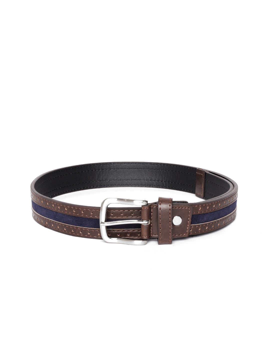 HAMILTON Men Brown & Navy Blue Solid Belt