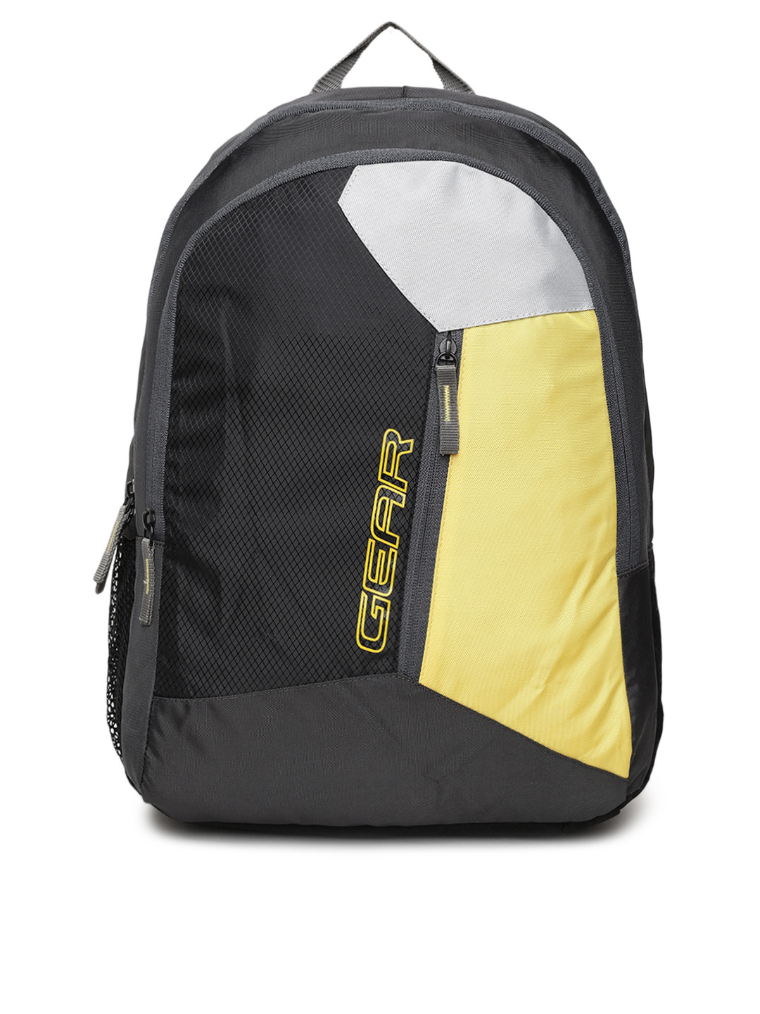 Gear Unisex Black & Yellow Colourblocked Backpack