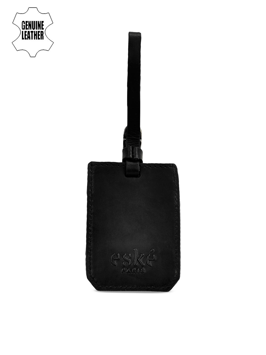 Eske Black Leather Luggage Tag