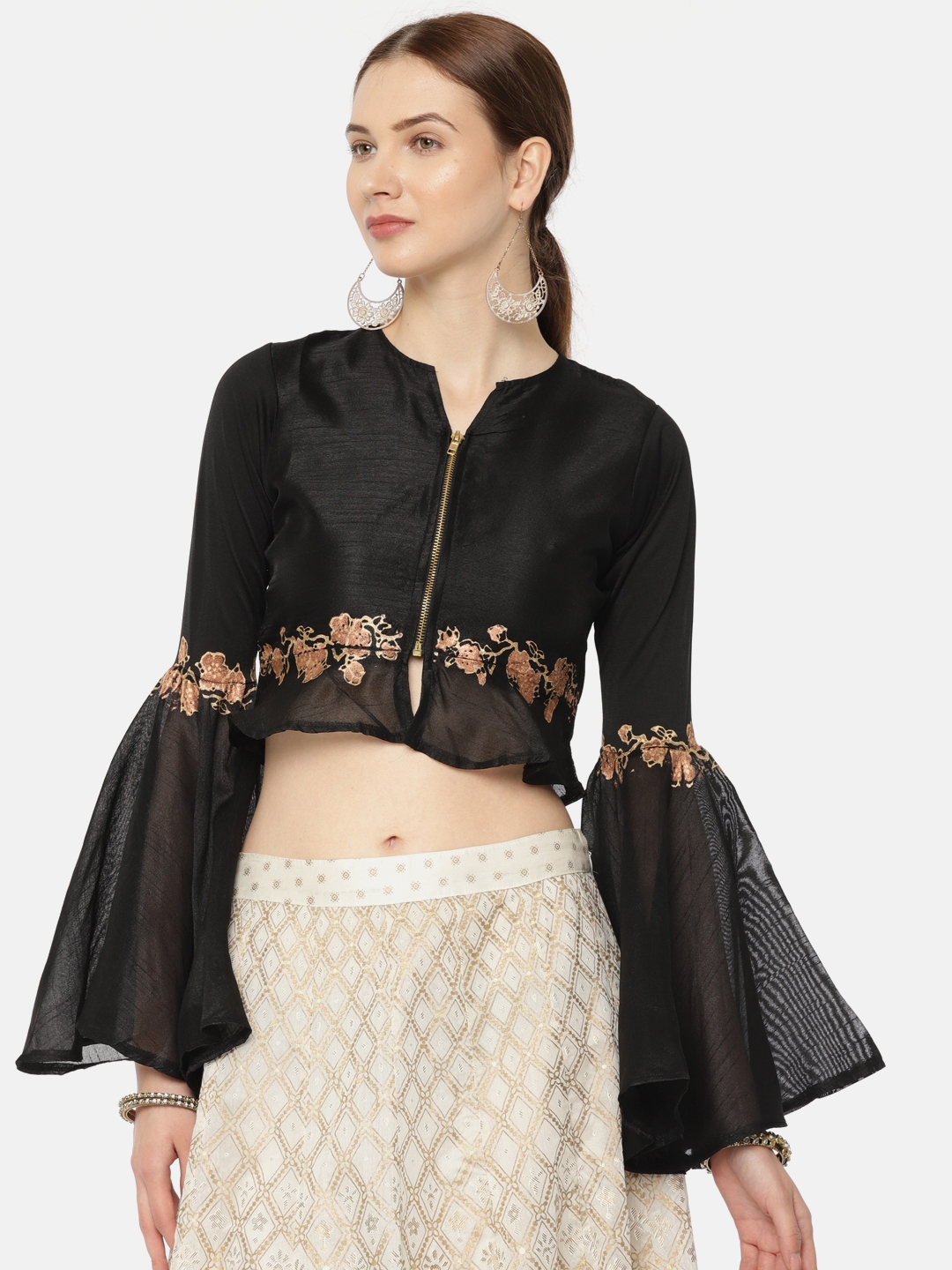 Ira soleil online black printed jacket
