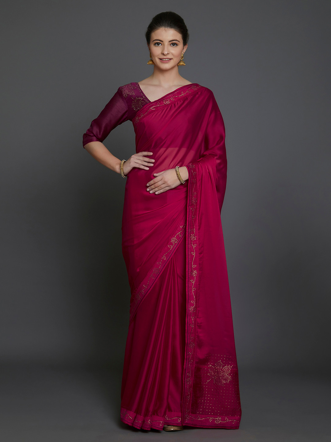 maroon saree myntra