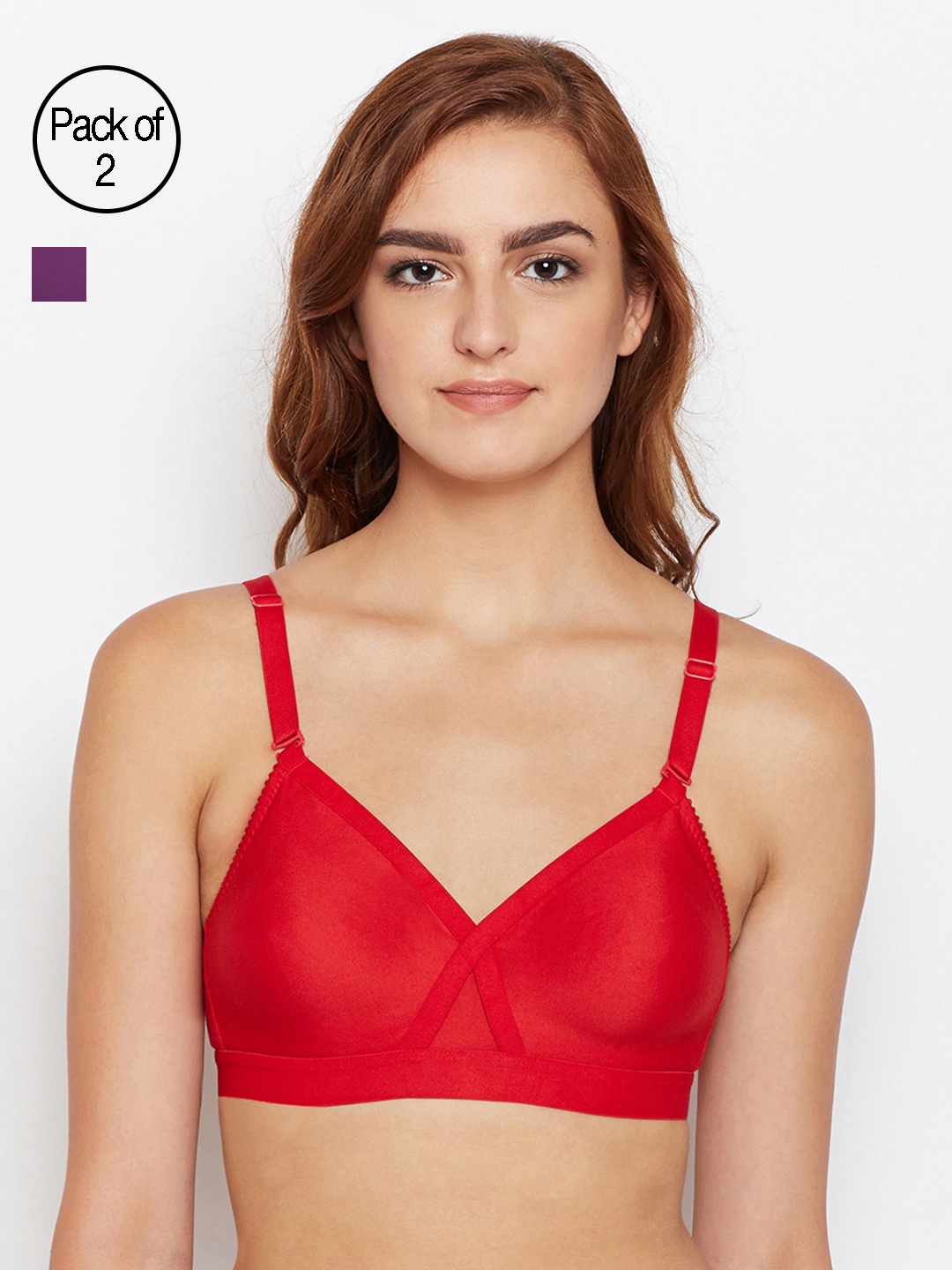 Buy Bodycare Seamless Wire Free Padded Sports Bra-Pack Of 2 - Red Online