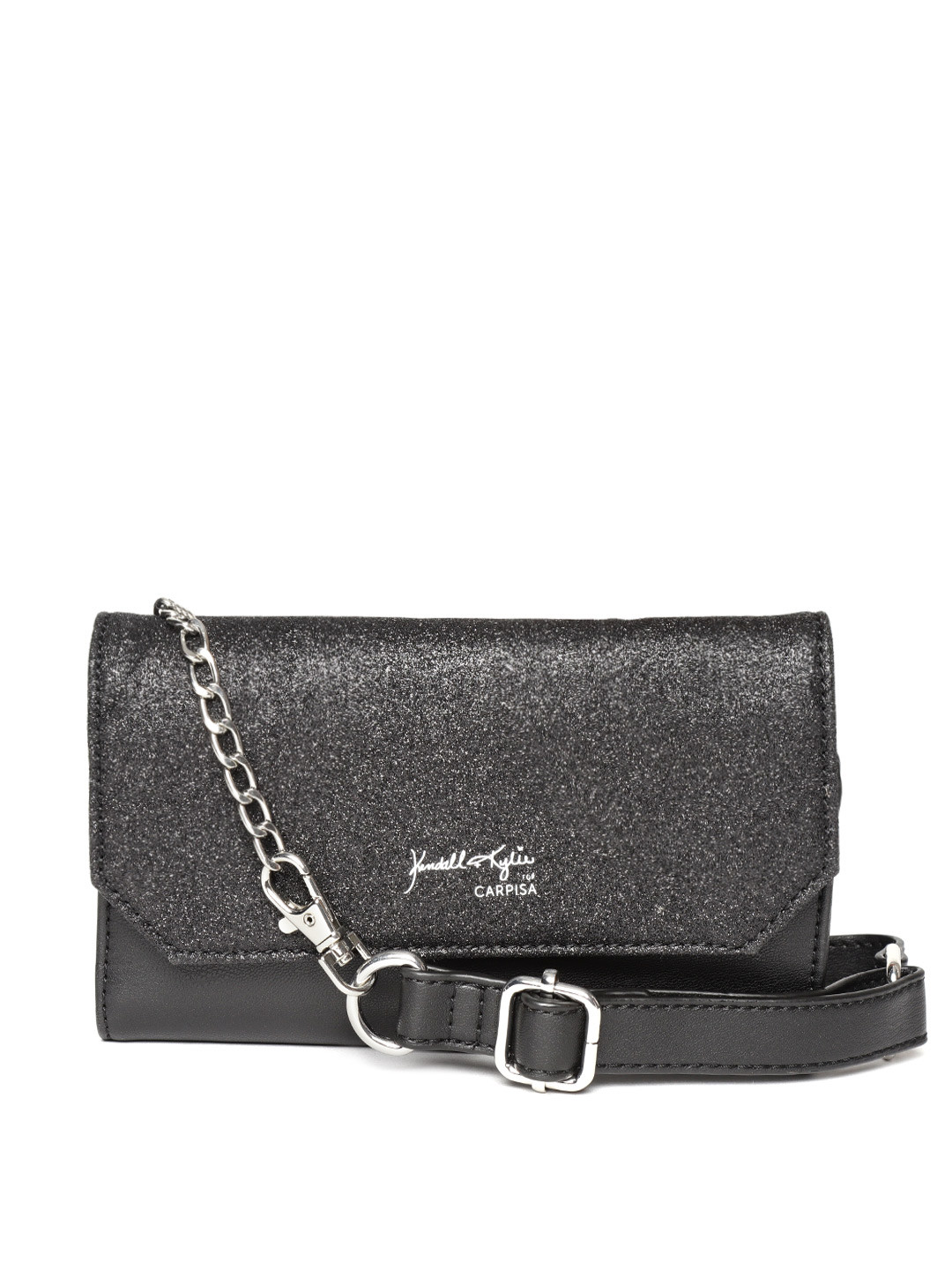 Buy CARPISA Black Shimmer Clutch With Chain Strap - Clutches for Women  8072357 | Myntra
