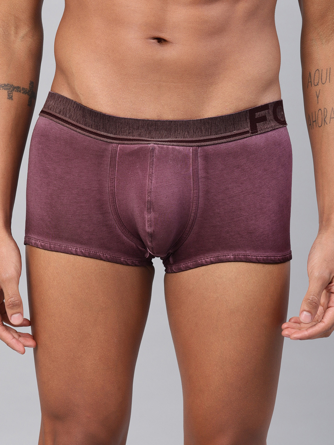 FCUK Men Burgundy Solid Trunks CTR16