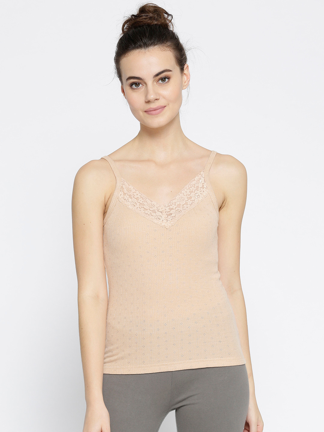 Kanvin Beige Self-Design Camisole 2120