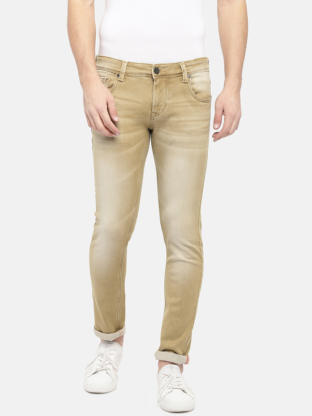 Buy Integriti Men Cream Coloured Slim 