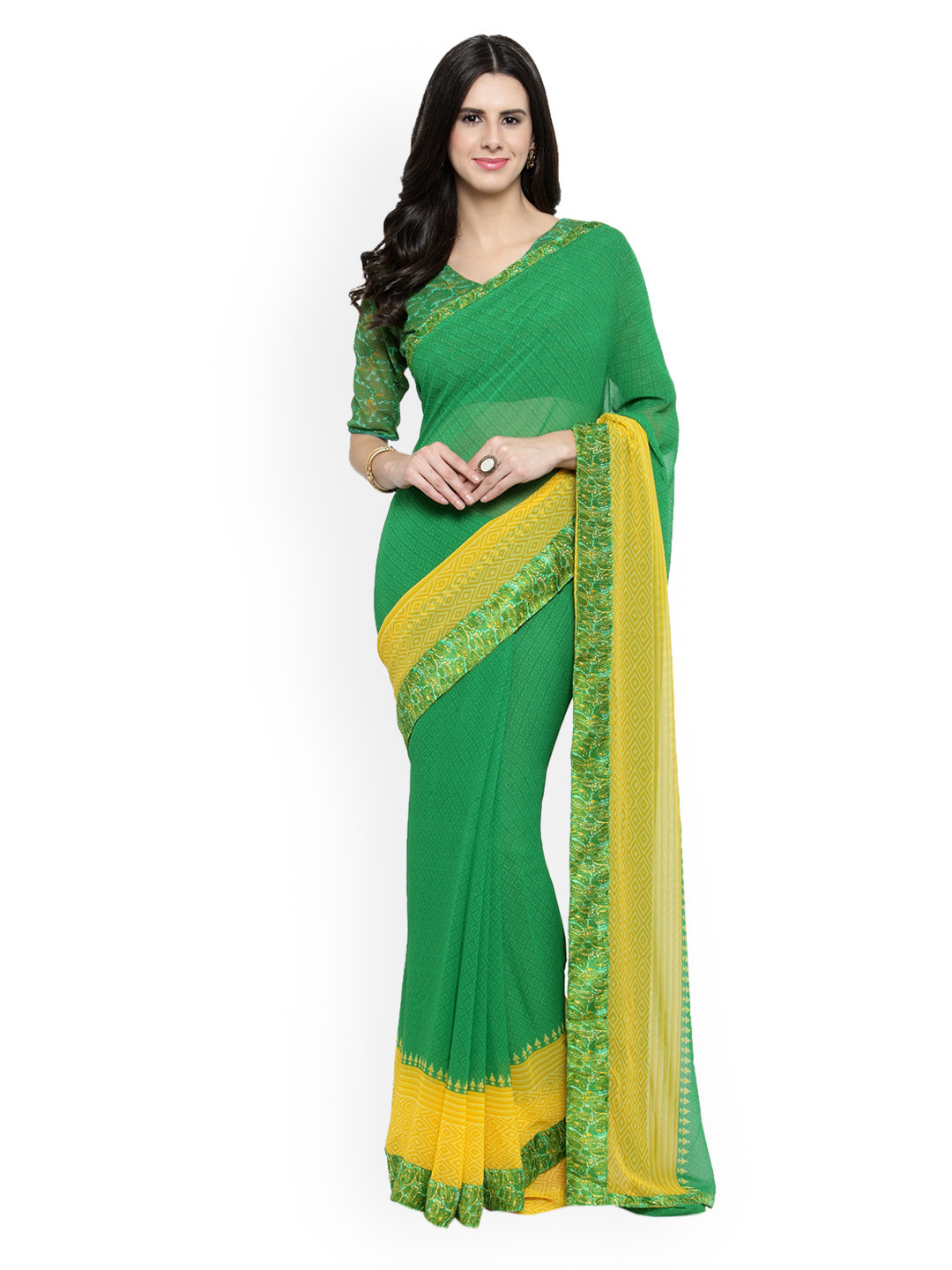 myntra plain saree
