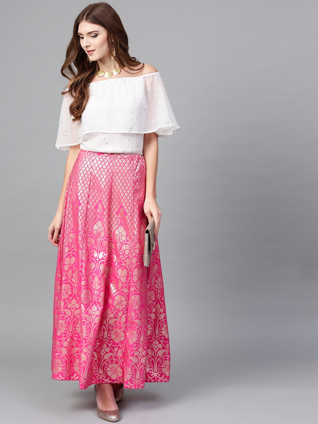 Aaheli Top and Skirt set  Buy Aaheli Laasya White Shirt And Printed  Bandhani Skirt Set of 2 Online  Nykaa Fashion