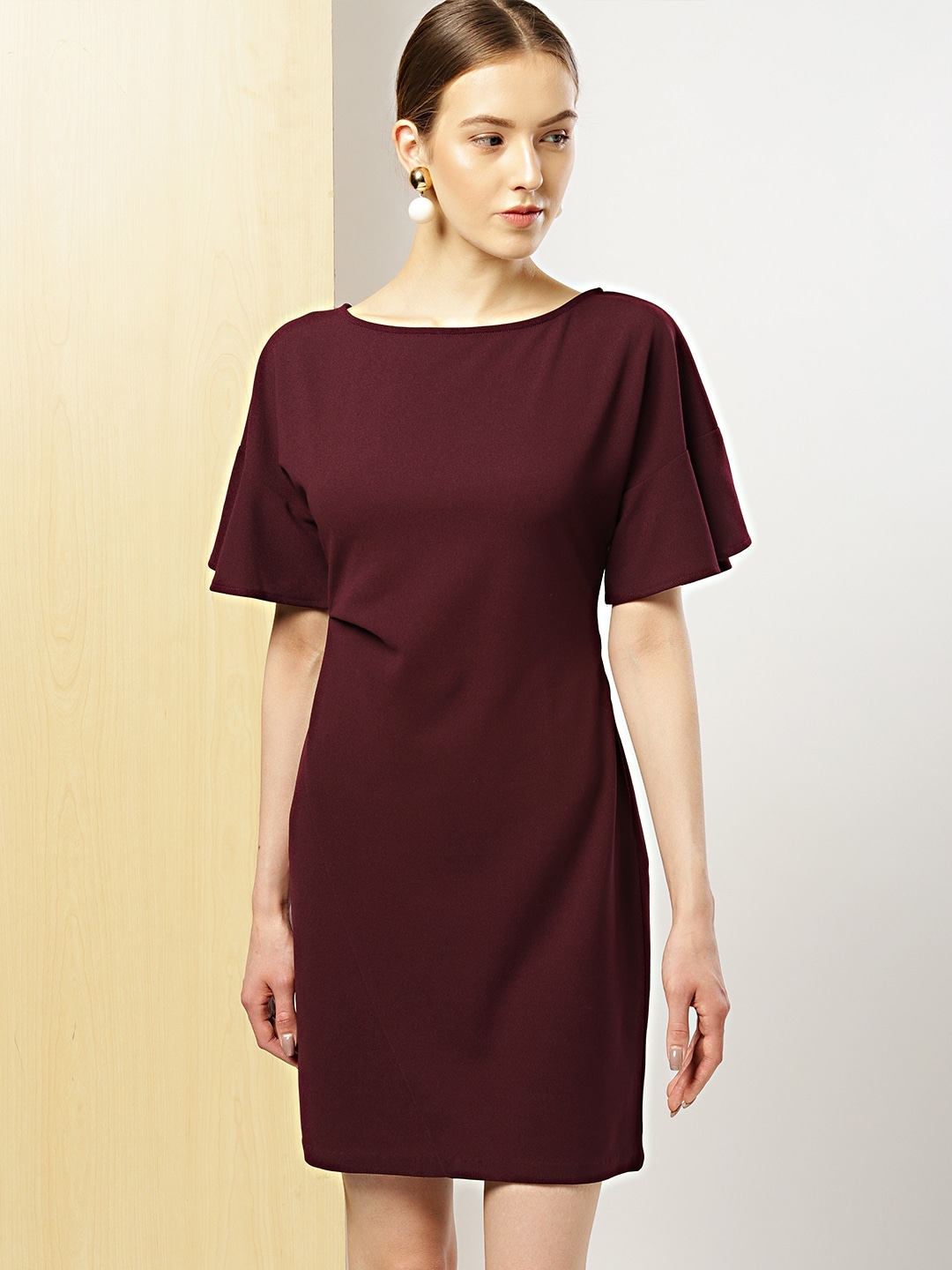 her by invictus Women Burgundy Solid Sheath Dress