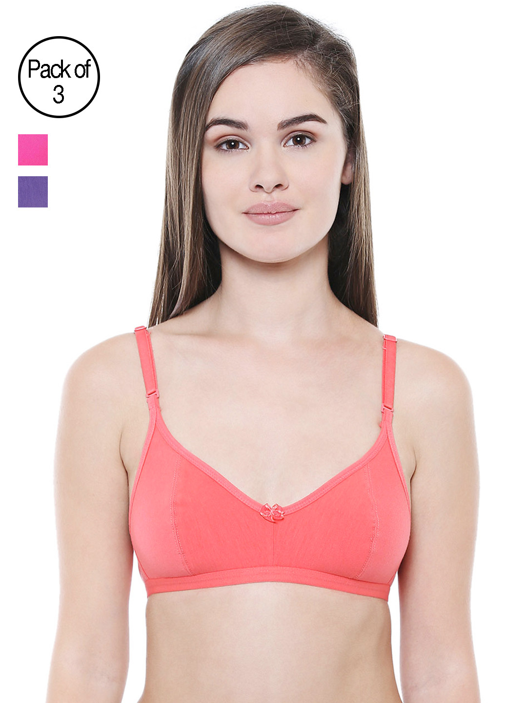 Bodycare Pack of 3 Solid Non-Wired Non Padded Everyday Bras E1575C-A-CODPIDPU