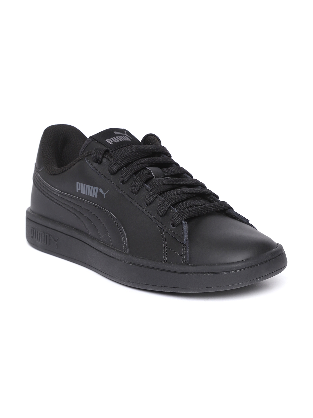 Puma black store leather shoes