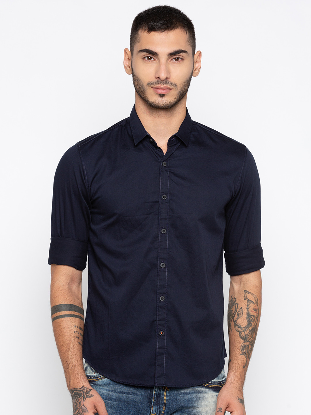 spykar navy blue shirt