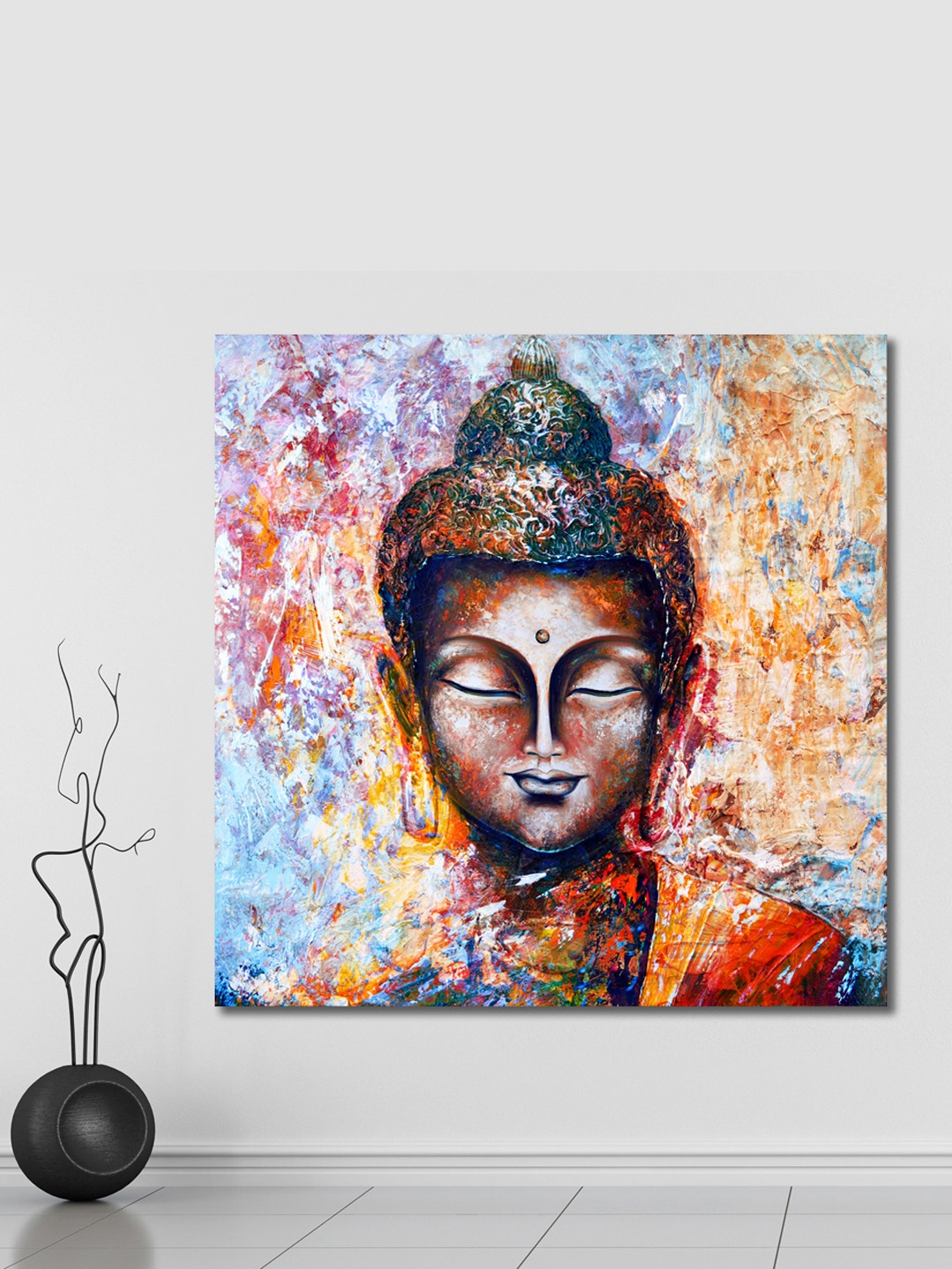 Buy 999store Brown Multicoloured Hand Painted Buddha Face Wall