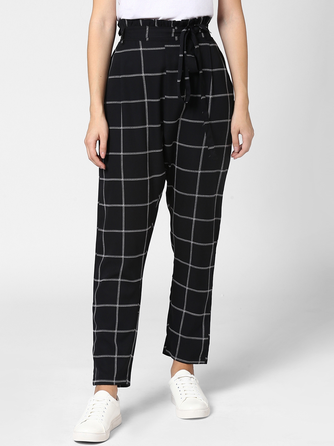 Check With Belll Bottom Multicolor Women Checked Trousers Waist Size 2840