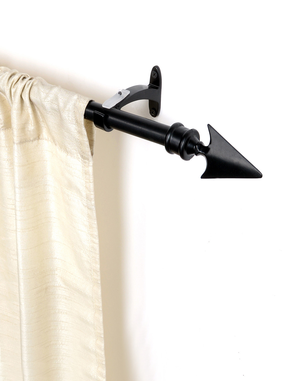 Deco Window Black Curtain Rod With Brackets & Finials