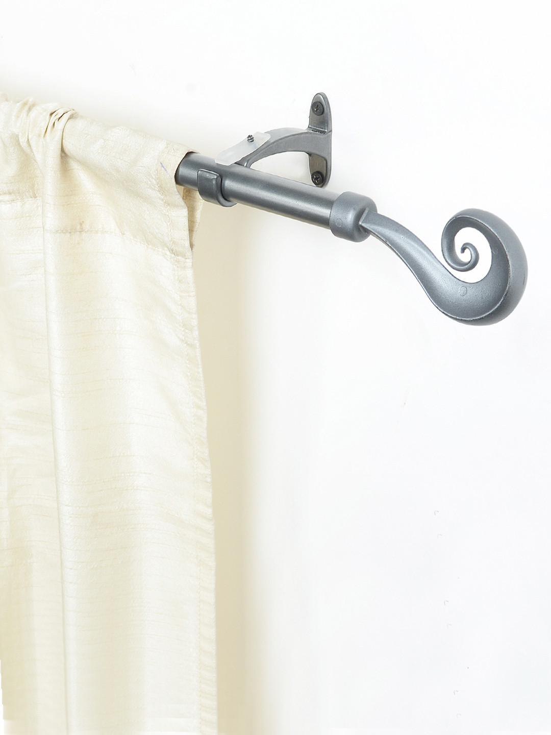 Deco Window Charcoal Grey Curtain Rod With Brackets & Finials