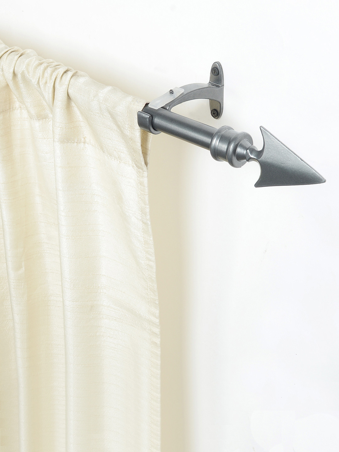 Deco Window Charcoal Grey Curtain Rod With Brackets & Finials