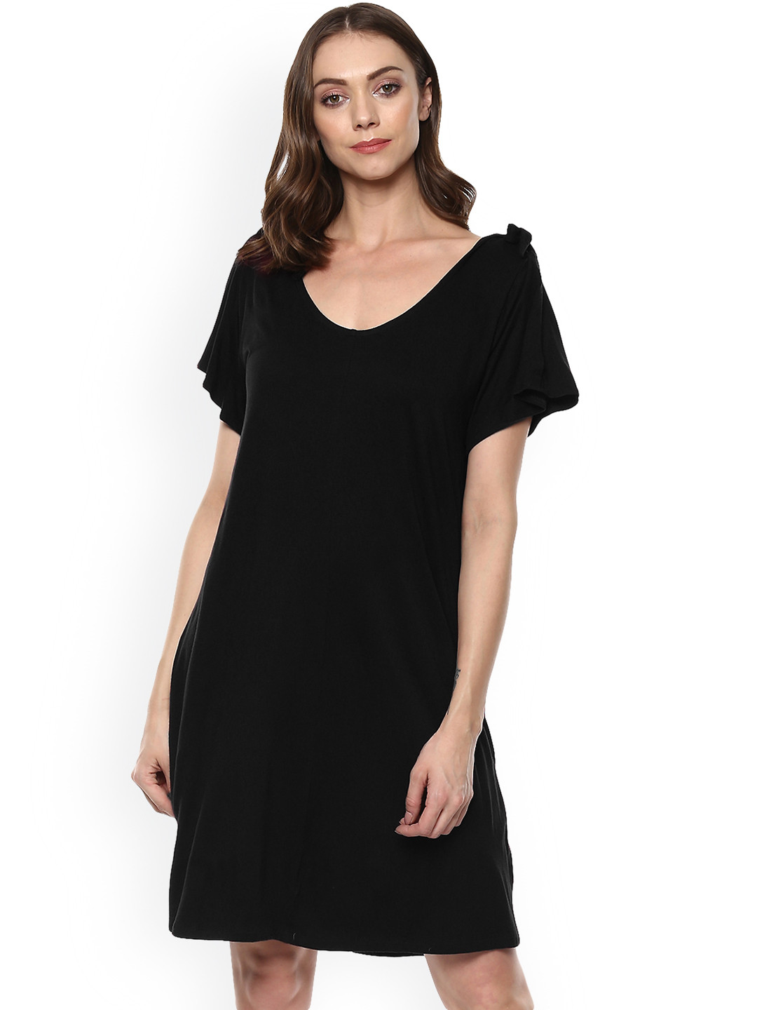 Qurvii Plus Size Women Black Solid A-Line Dress