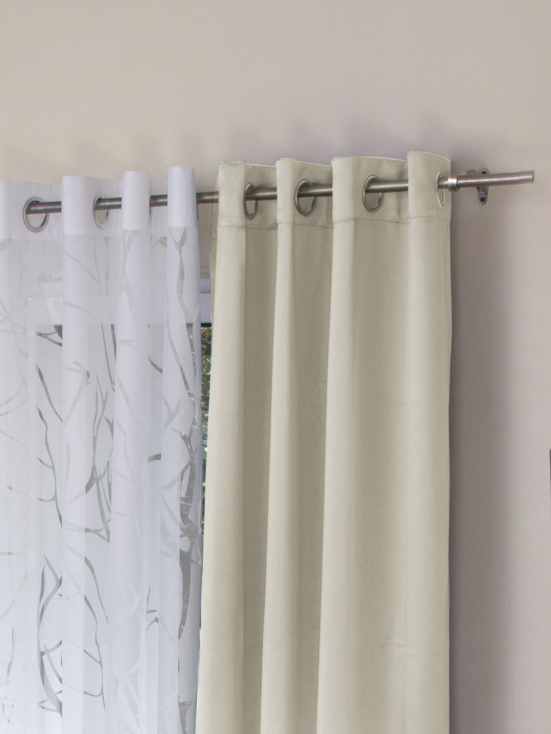 Rosara Home Cream Coloured White Set Of 4 Window Curtains Image