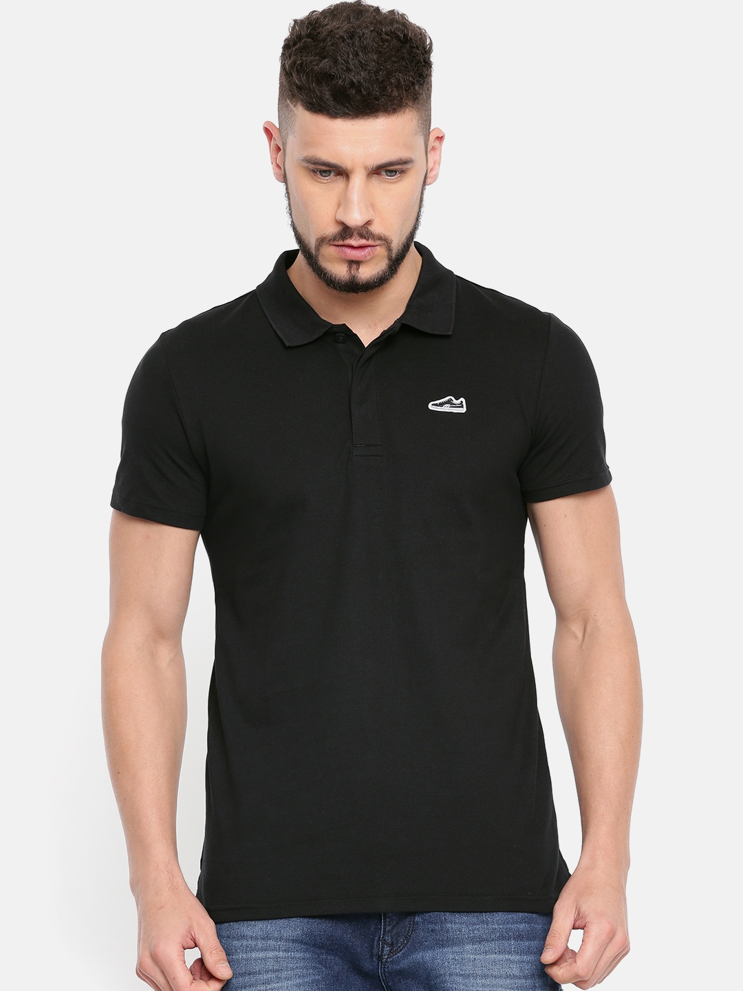 Buy Black Suede Polo Cotton T Shirt - Men 8172833 | Myntra