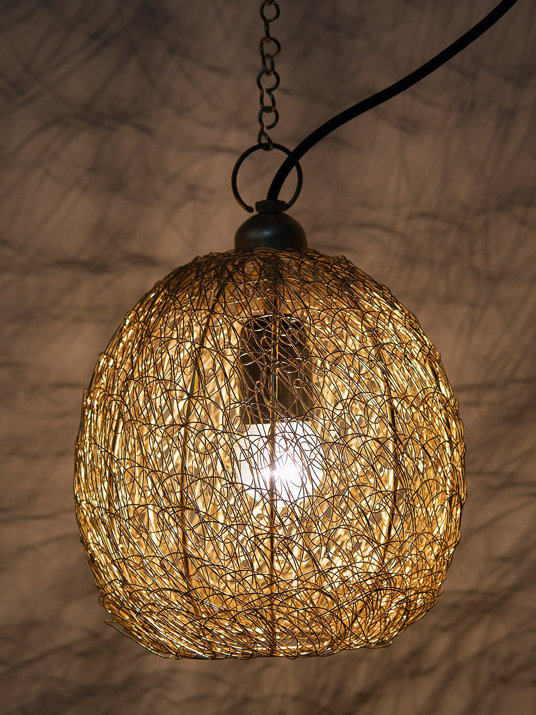 Homesake Gold-Toned Self Design Hanging Wall or Ceiling Lamp
