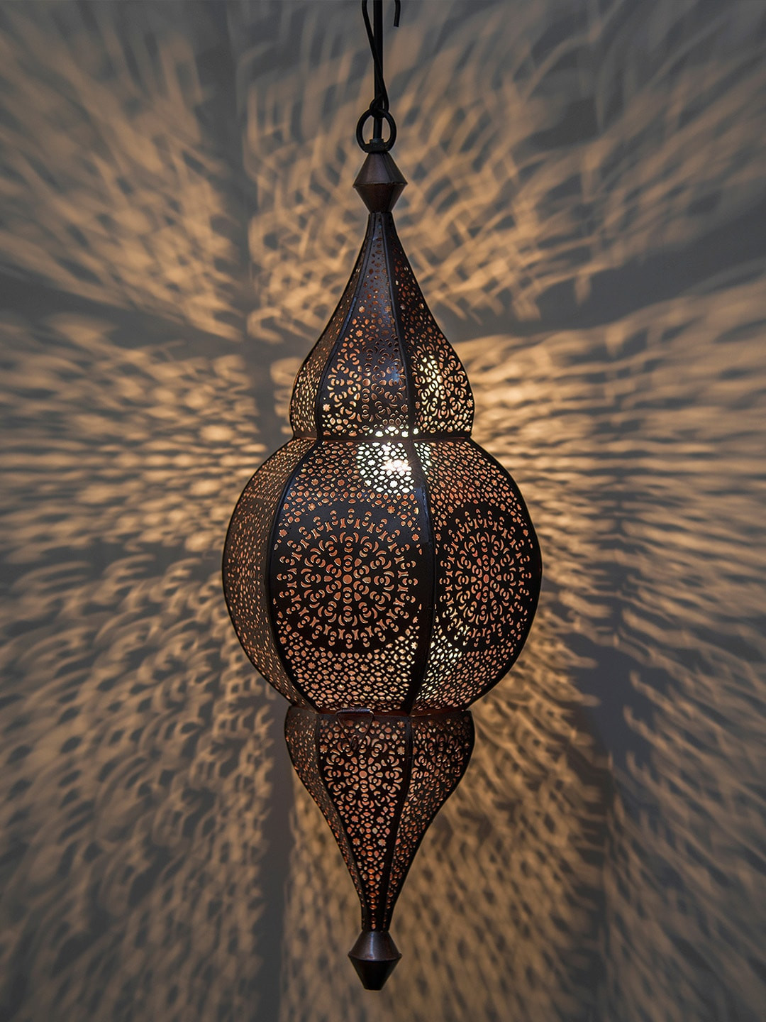 Homesake Copper-Toned Self Design Hanging Lantern