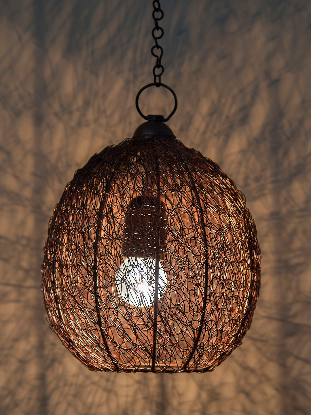 Homesake Copper-Toned Self Design Hanging Lamp